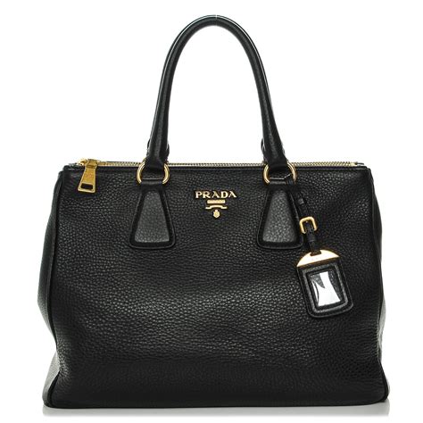 prada double zip tote textured vitello daino small cuoio nero|prada vitello daino.